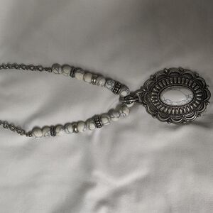 Elegant Silver and White Pendant Necklace